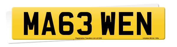 Registration number MA63 WEN